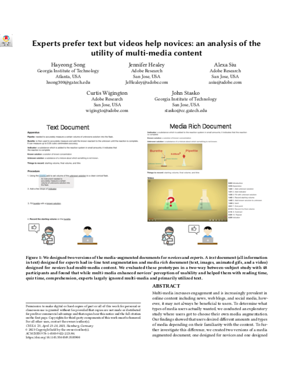 (PDF) Experts prefer text but videos help novices: an analysis of the ...