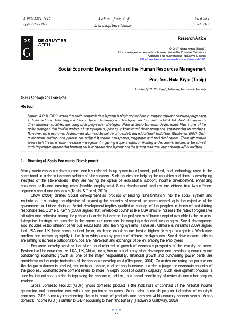 (PDF) Social Economic Development and the Human Resources Management