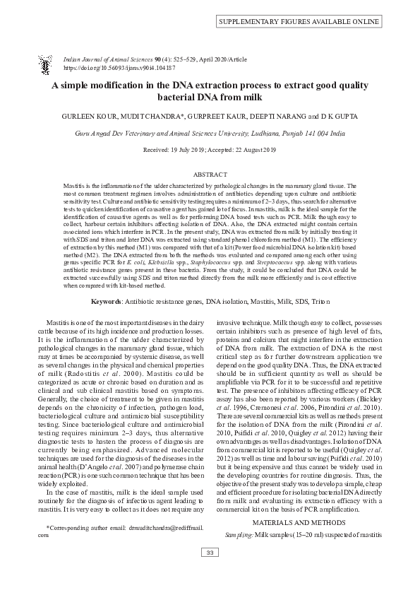 (PDF) A simple modification in the DNA extraction process to extract ...