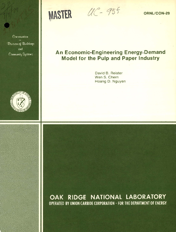(PDF) Economic-engineering energy-demand model for the pulp and paper ...
