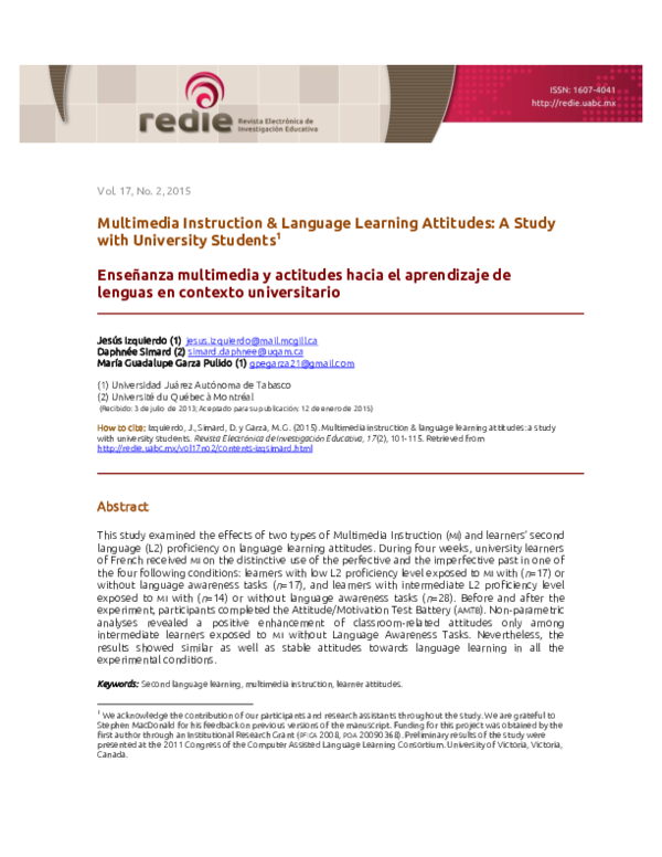 (PDF) Multimedia instruction & language learning attitudes: A study ...