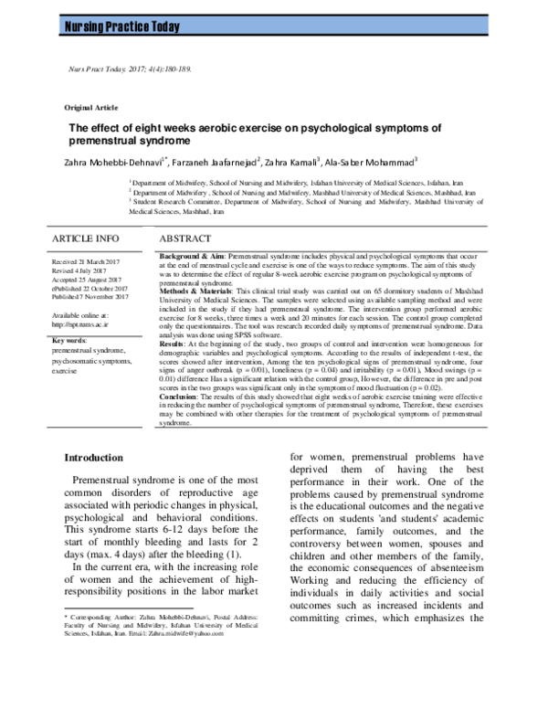 (PDF) The effect of eight weeks aerobic exercise on psychological ...