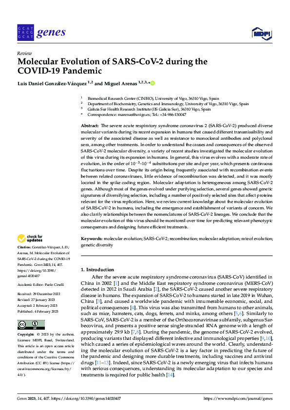 (PDF) Molecular Evolution of SARS-CoV-2 during the COVID-19 Pandemic