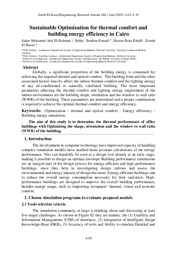 (PDF) Sustainable Optimization for thermal comfort and building energy ...