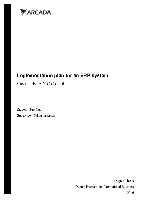 (PDF) Implementation plan for an ERP system