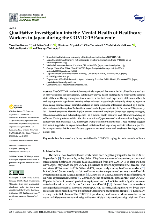 (PDF) Qualitative Investigation into the Mental Health of Healthcare ...