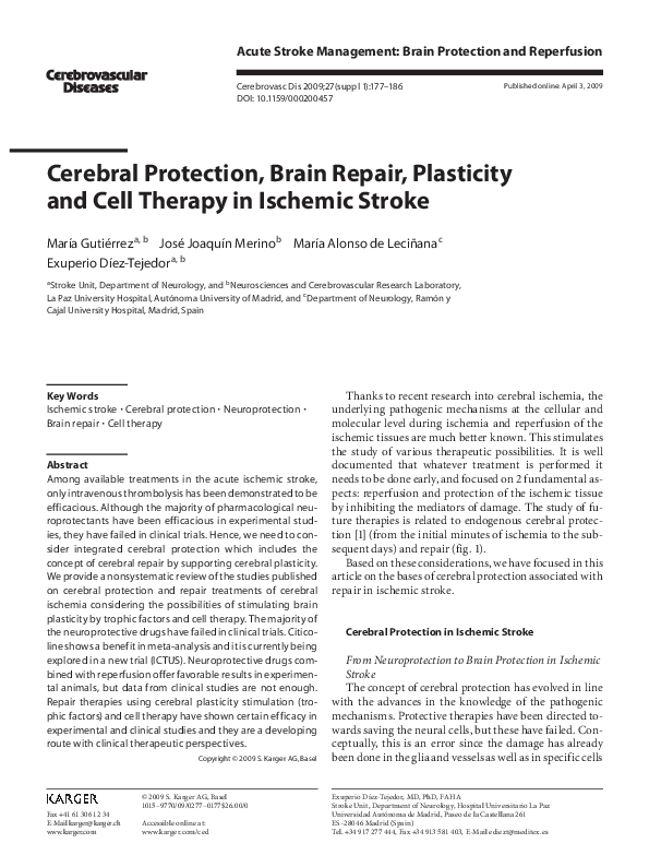 Pdf Cerebral Protection Brain Repair Plasticity And Cell Therapy In Pdf Cerebral Protection Brain Repair Plasticity And Cell Therapy In