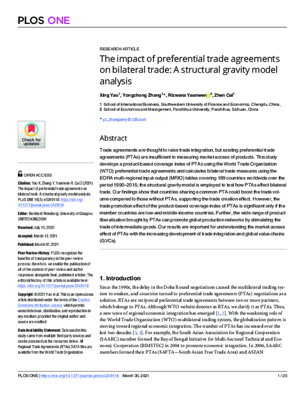 (PDF) The impact of preferential trade agreements on bilateral trade: A ...