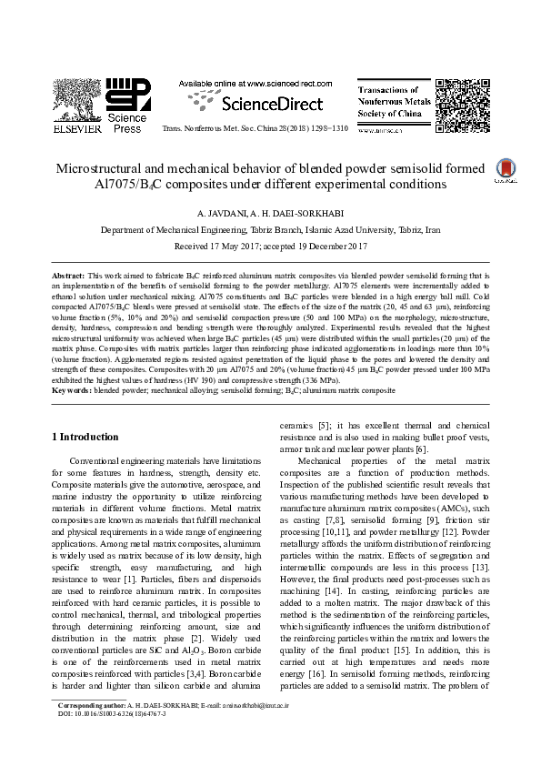 (PDF) Microstructural and mechanical behavior of blended powder ...