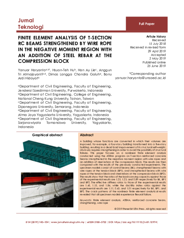 (PDF) Finite Element Analysis of T-Section RC Beams Strengthened by ...