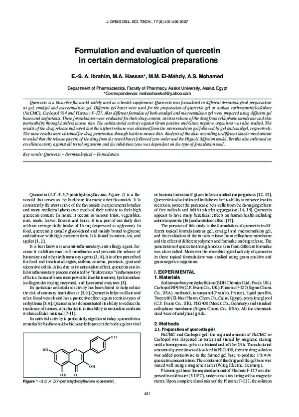 (PDF) Formulation and evaluation of quercetin in certain dermatological ...