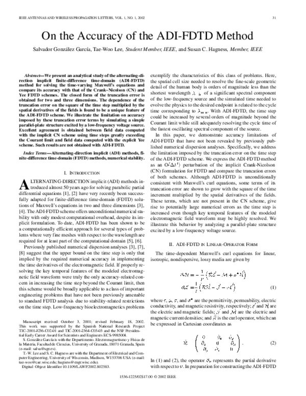 (PDF) On the accuracy of the ADI-FDTD method