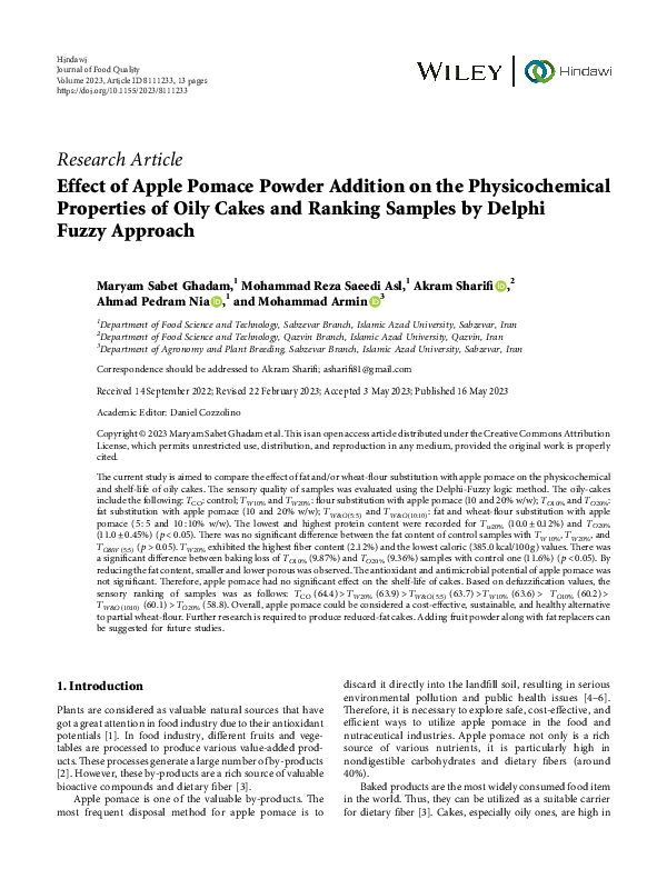 (PDF) Effect of Apple Pomace Powder Addition on the Physicochemical ...