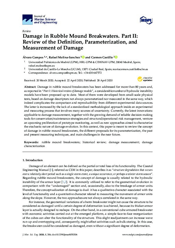 (PDF) Damage in Rubble Mound Breakwaters. Part II: Review of the ...