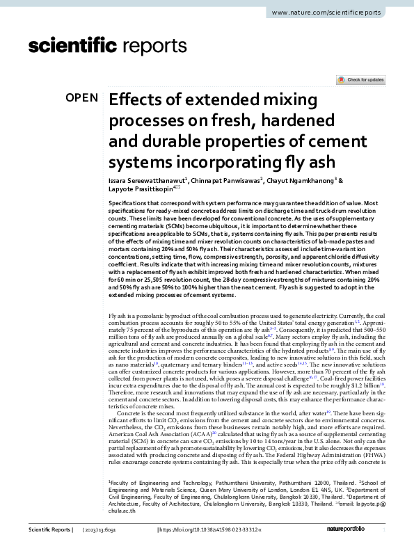 (PDF) Effects of extended mixing processes on fresh, hardened and ...
