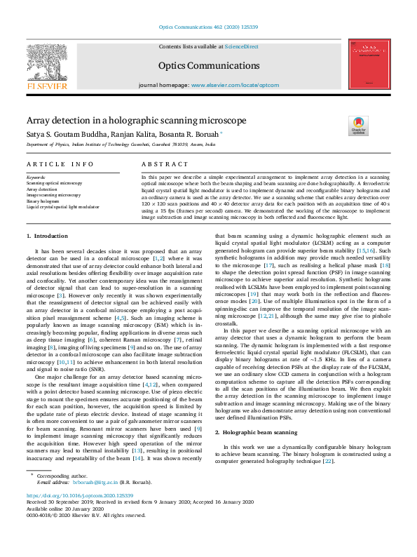 (PDF) Array detection in a holographic scanning microscope