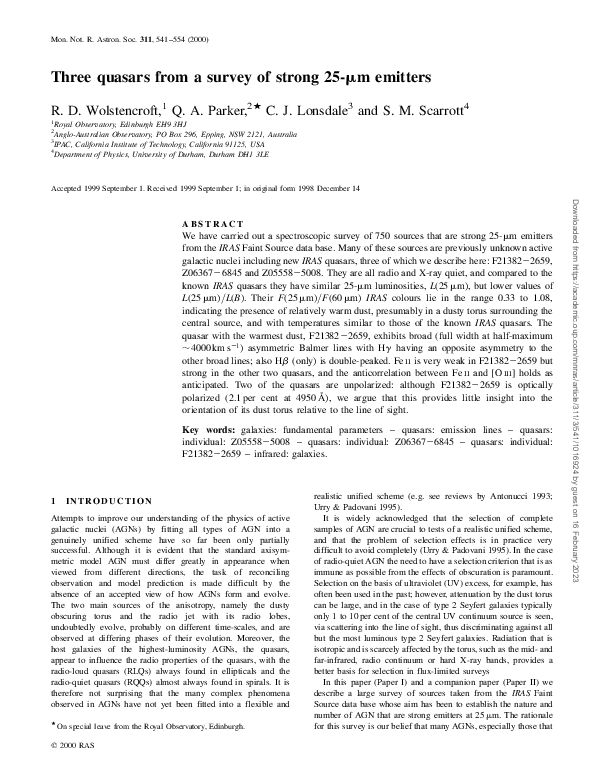 (PDF) Three quasars from a survey of strong 25- m emitters