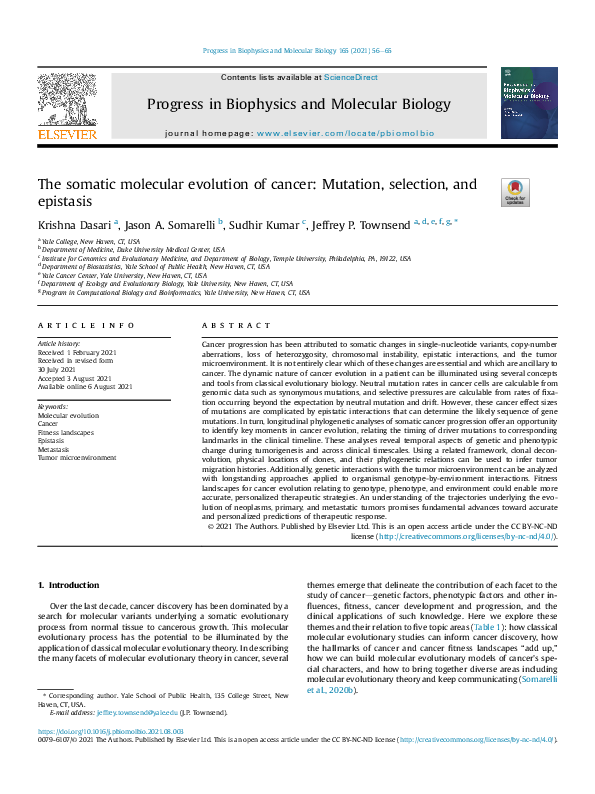 (PDF) The somatic molecular evolution of cancer: Mutation, selection ...