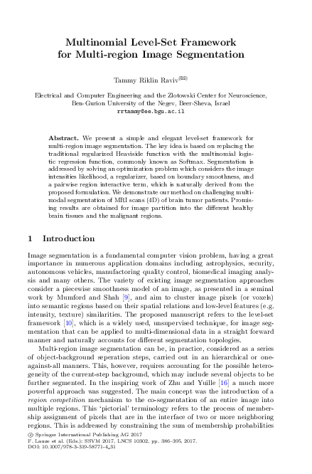(PDF) Multinomial Level-Set Framework for Multi-region Image Segmentation