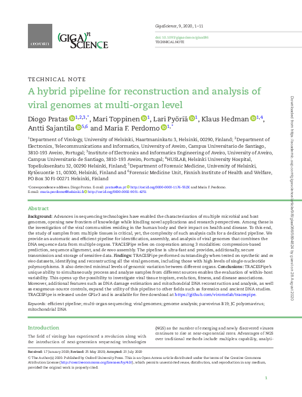(PDF) A hybrid pipeline for reconstruction and analysis of viral ...