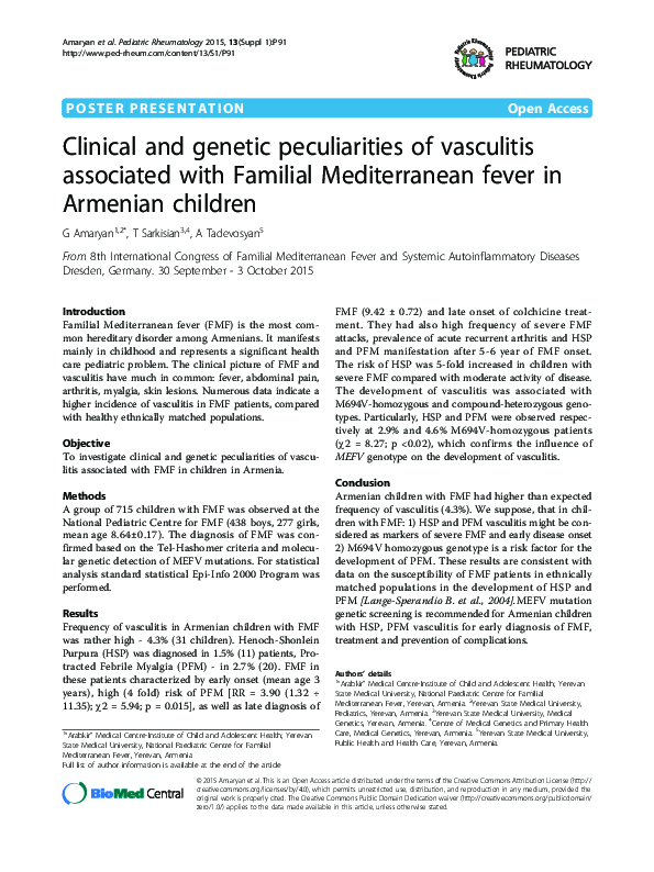 (PDF) Clinical and genetic peculiarities of vasculitis associated with ...
