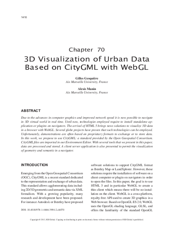 (PDF) 3D Visualization of Urban Data Based on CityGML with WebGL