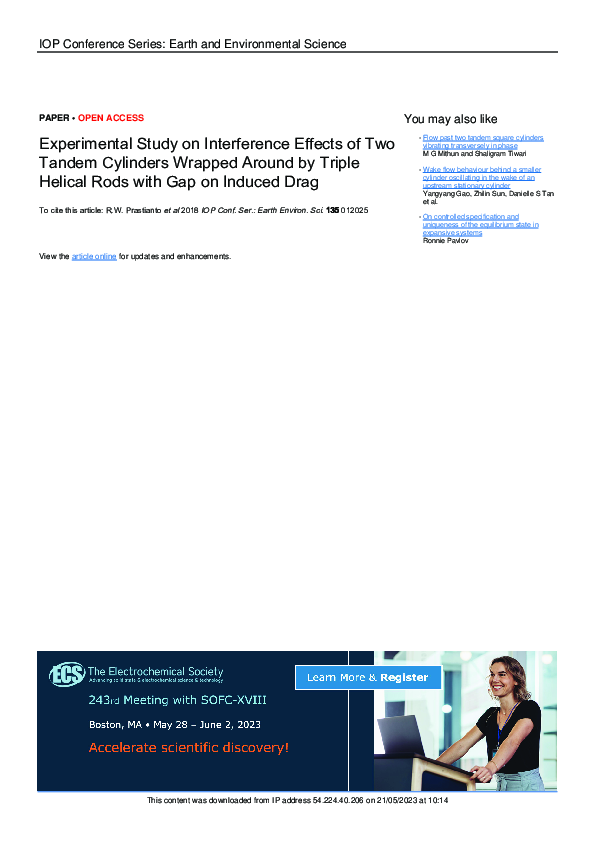 (PDF) Experimental Study on Interference Effects of Two Tandem ...