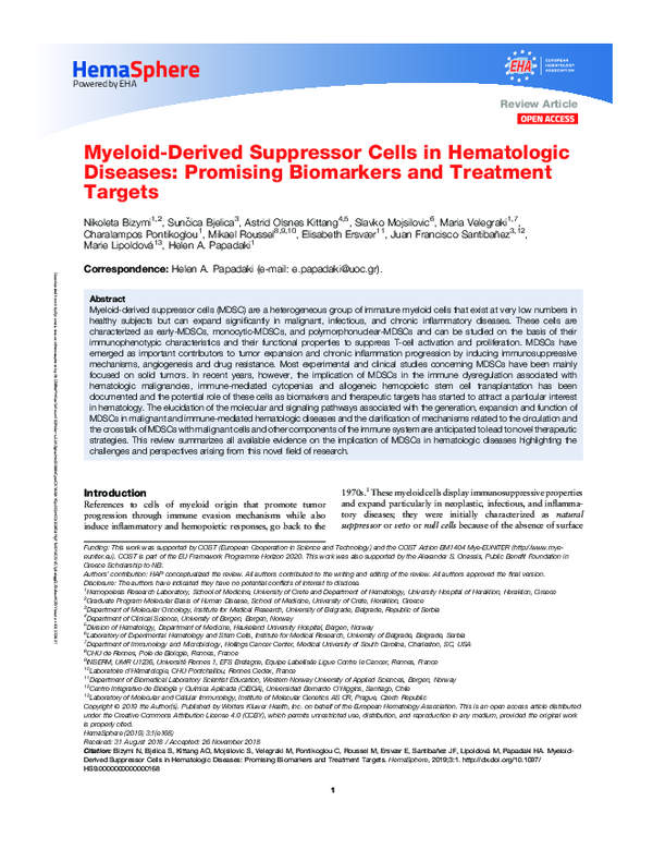 (PDF) Myeloid-Derived Suppressor Cells in Hematologic Diseases ...