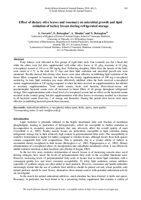 (PDF) Effect of dietary olive leaves and rosemary on microbial growth