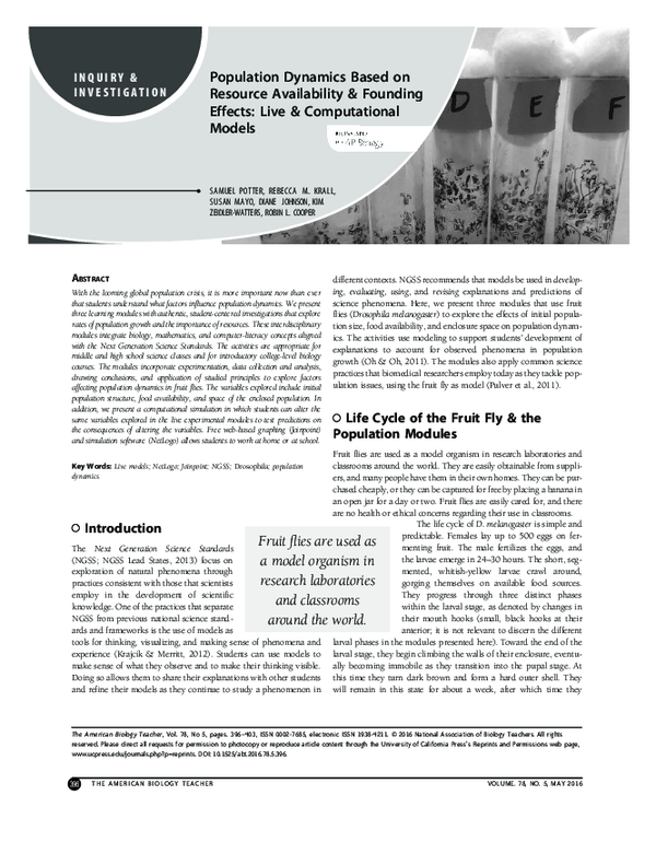 (PDF) Population Dynamics Based on Resource Availability & Founding ...
