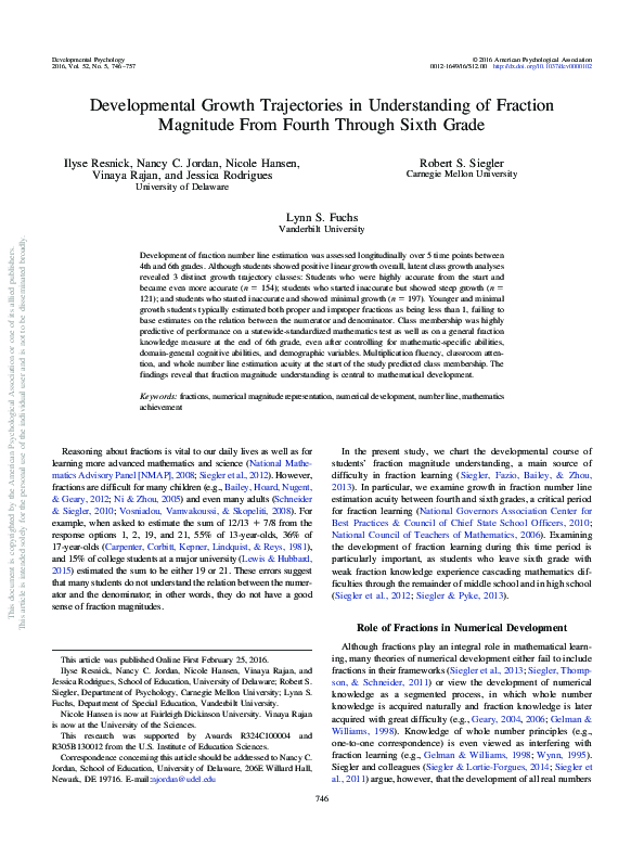 (PDF) Developmental Growth Trajectories in Understanding of Fraction ...