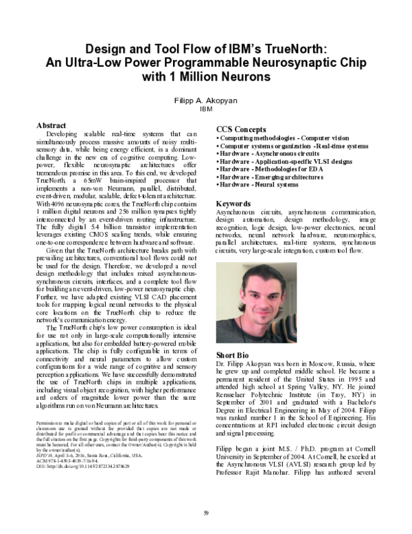 (PDF) Design and Tool Flow of IBM's TrueNorth | Filipp Akopyan ...