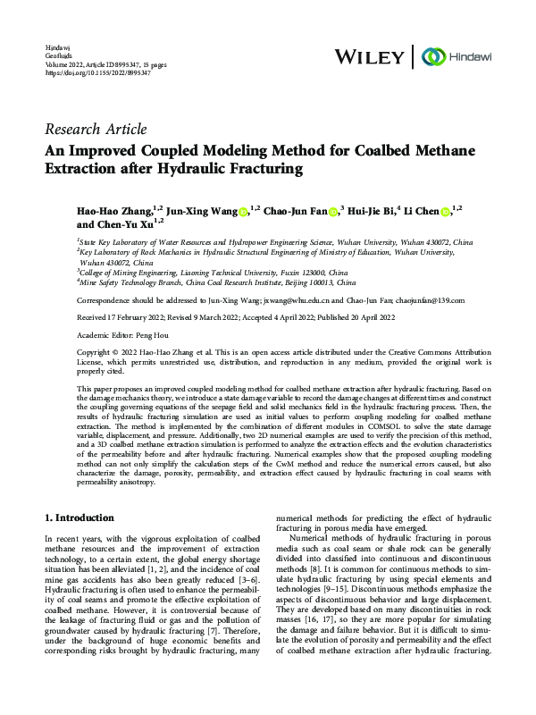 (PDF) An Improved Coupled Modeling Method for Coalbed Methane ...