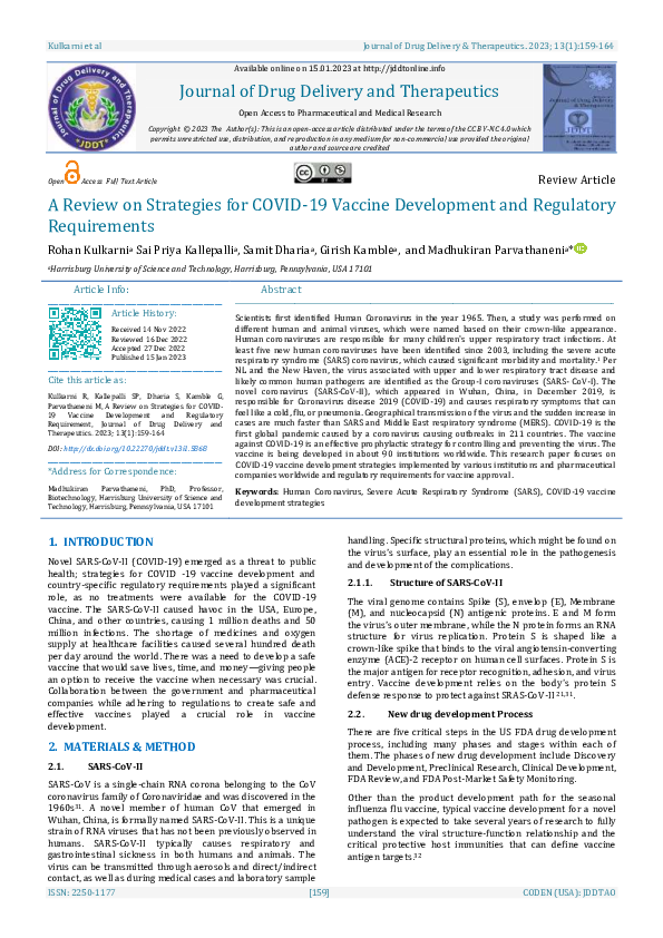 (PDF) A Review on Strategies for COVID-19 Vaccine Development and ...