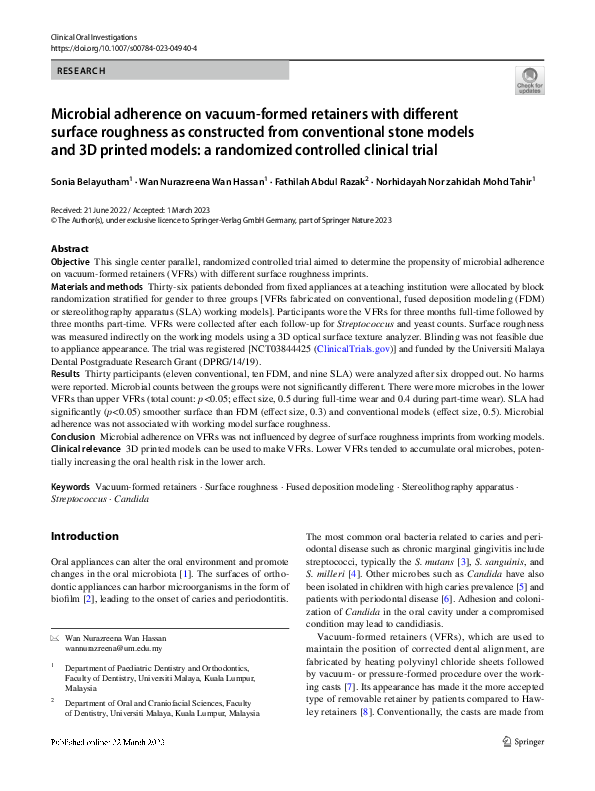 (PDF) Microbial adherence on vacuum-formed retainers with different ...