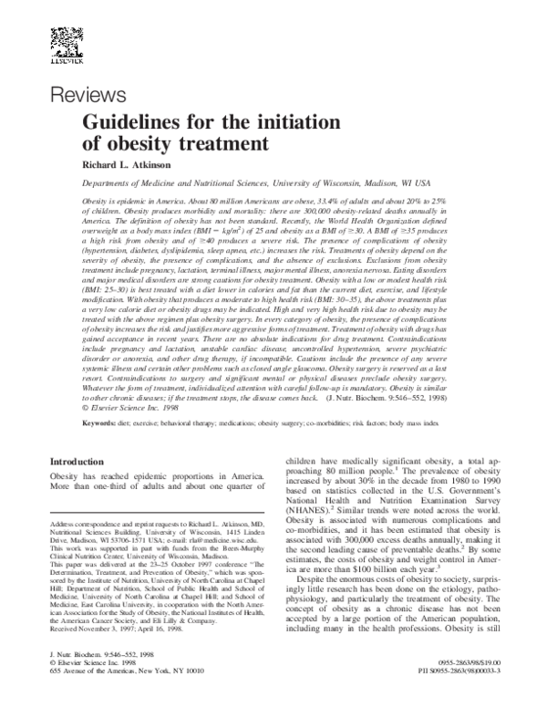 (PDF) Guidelines for the initiation of obesity treatment 11This paper ...