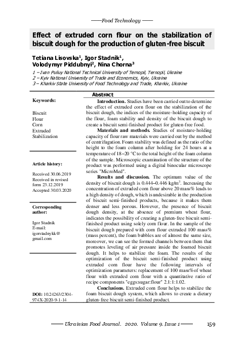 (PDF) Effect of extruded corn flour on the stabilization of biscuit ...