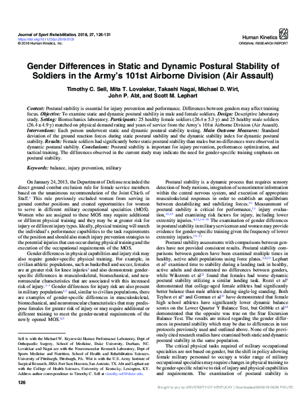 (PDF) Gender Differences in Static and Dynamic Postural Stability of ...