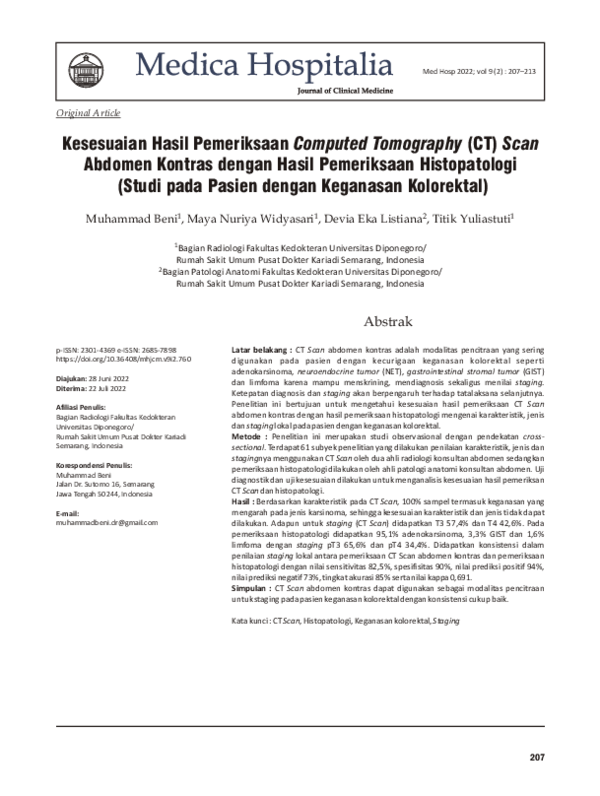 (PDF) Kesesuaian Hasil Pemeriksaan Computed Tomography (CT) Scan