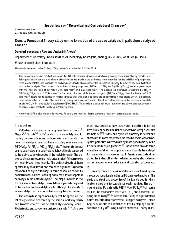 (PDF) Density Functional Theory study on the formation of the active ...