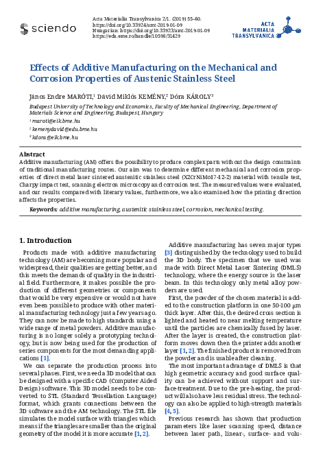 (PDF) Effects of Additive Manufacturing on the Mechanical and Corrosion ...