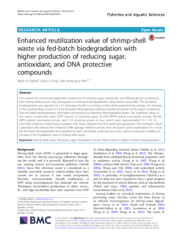 (PDF) Enhanced reutilization value of shrimp-shell waste via fed-batch ...
