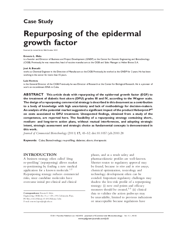 (PDF) Repurposing of the epidermal growth factor