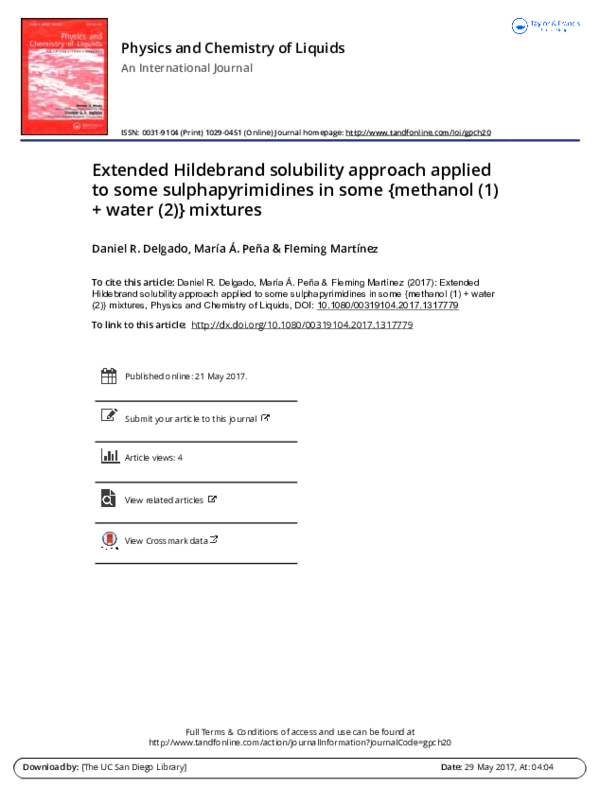 (PDF) Extended Hildebrand Solubility Approach applied to piroxicam in