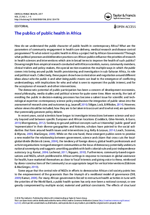 (PDF) The publics of public health in Africa
