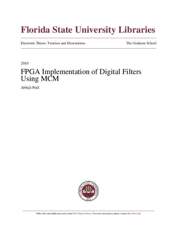 (PDF) FPGA Implementation Of Digital Filters Using MCM