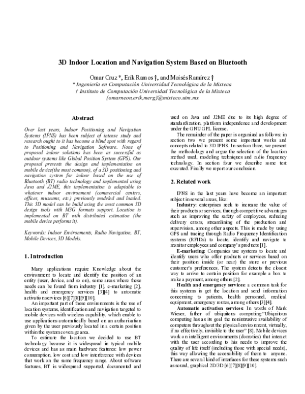 (PDF) 3D indoor location and navigation system based on Bluetooth ...