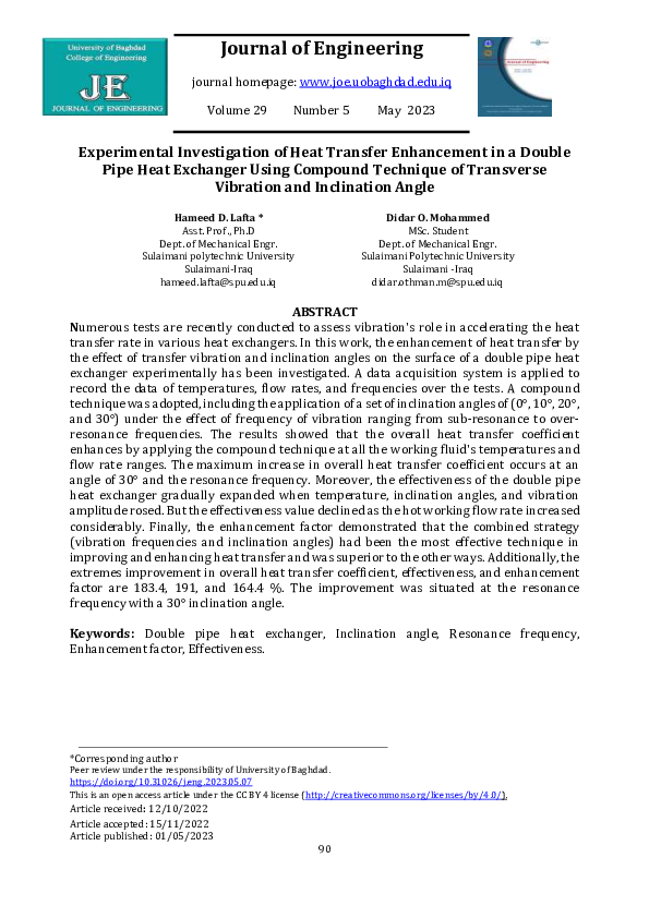 (PDF) Experimental Investigation of Heat Transfer Enhancement in a ...