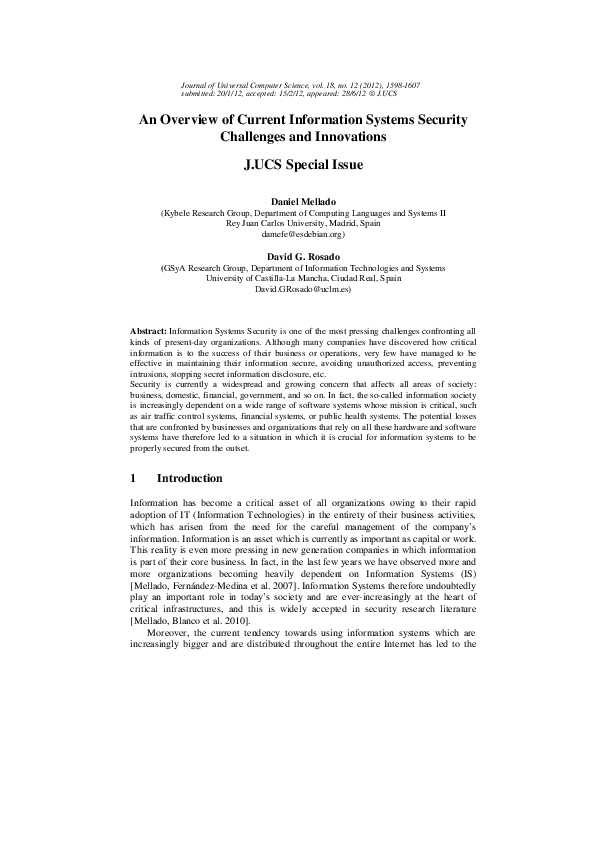 (PDF) An overview of current information systems security challenges ...
