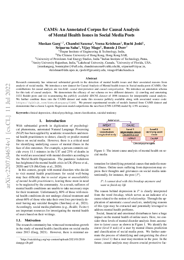 (PDF) CAMS: An Annotated Corpus for Causal Analysis of Mental Health ...